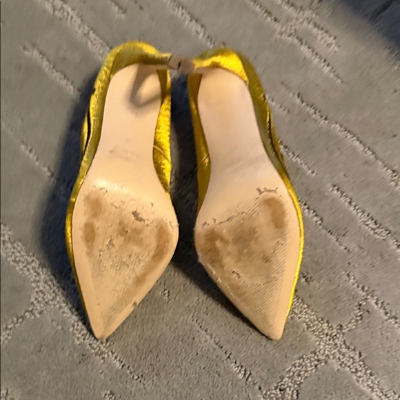 Zara Metallic Gold Pointed-Toe Embroidered Pumps - Picture 4 of 4